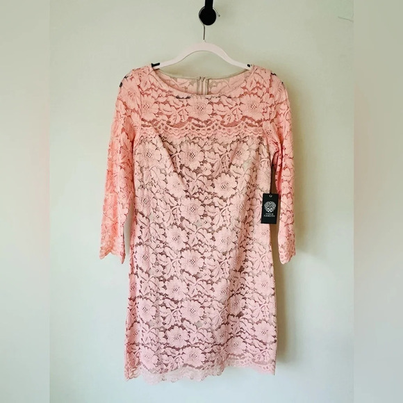 Vince Camuto Long Sleeve Lined Lace Shift Dress - NWT, Size 6 - Picture 6 of 14